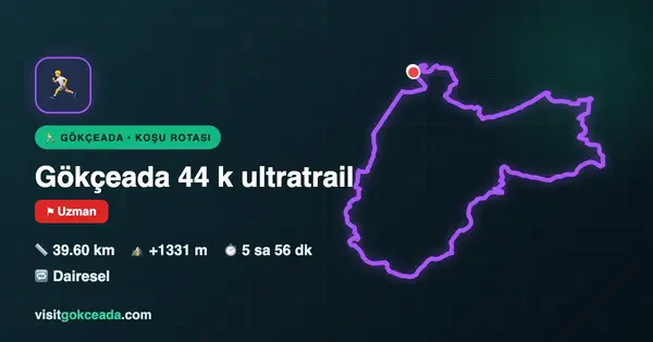 Gökçeada 44 k ultratrail rota haritası
