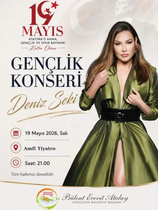 Gökçeada'da 19 Mayıs Gençlik Konseri Deniz Seki ile Taçlanıyor