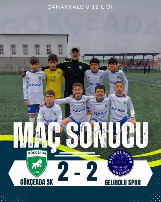 Gökçeada U-12'de Gelibolu Spor ile 2-2'lik Beraberlik