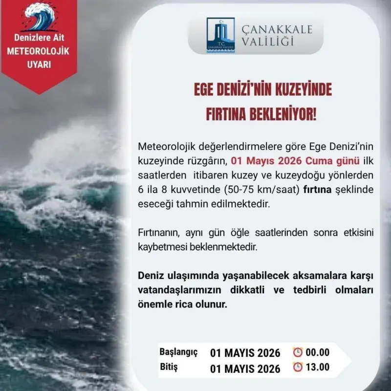 Ege Denizi'nin Kuzeyinde Fırtına Uyarısı: Gökçeada'yı Etkili Olacak