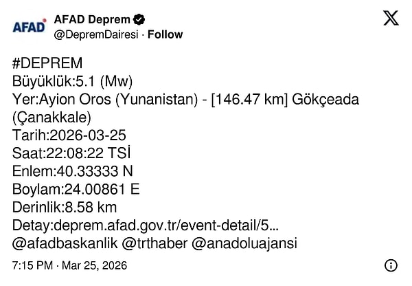 AFAD Deprem Bildirimi