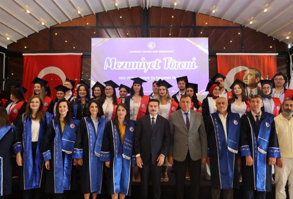 Gökçeada'da Üniversite Mezuniyet Coşkusu: ÇOMÜ Öğrencileri Kep Attı